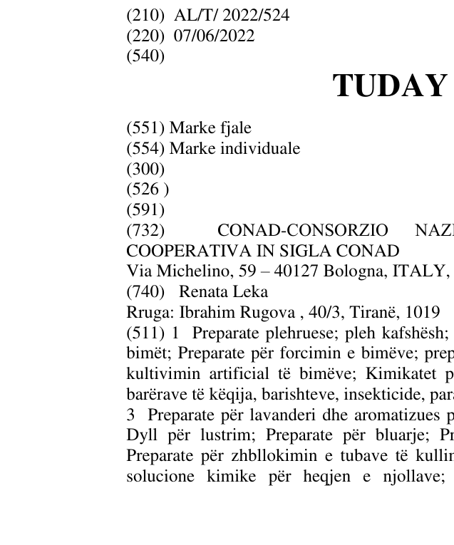 Zëri i markës TUDAY CONAD në buletin