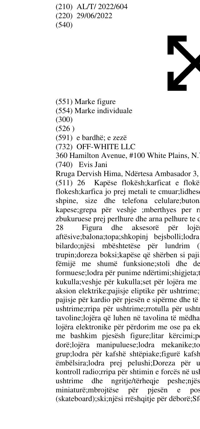 Zëri i markës AL/T/2022/604 në buletin