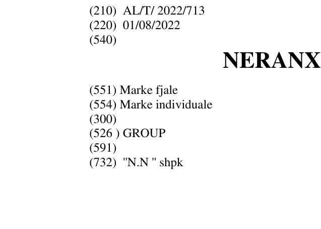 Zëri i markës NERANXI GROUP në buletin