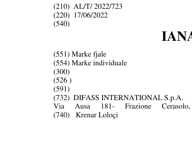 Zëri i markës IANANID në buletin