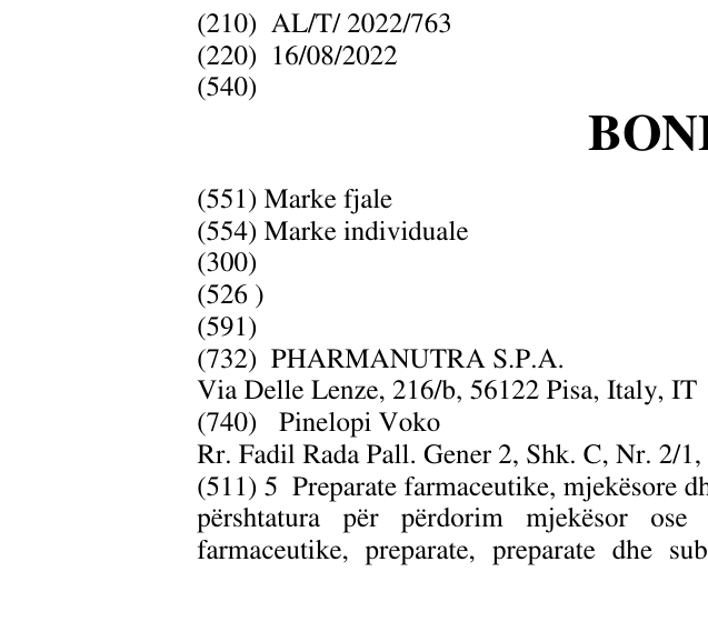 Zëri i markës BONECAL në buletin