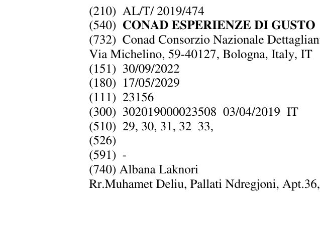Zëri i markës CONAD ESPERIENZE DI GUSTO në buletin