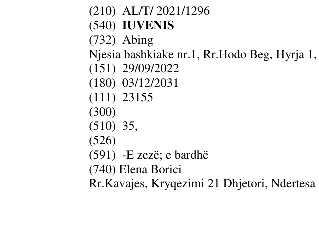 Zëri i markës IUVENIS në buletin