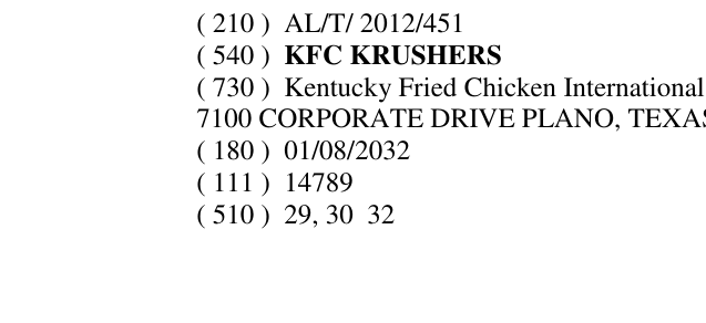 Zëri i markës KFC KRUSHERS në buletin