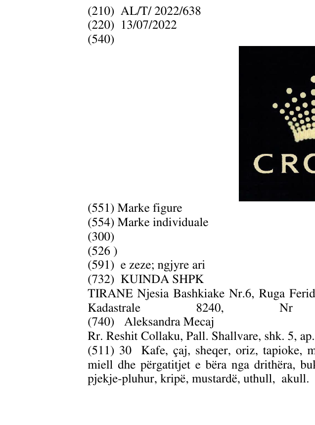 Zëri i markës CROWN në buletin