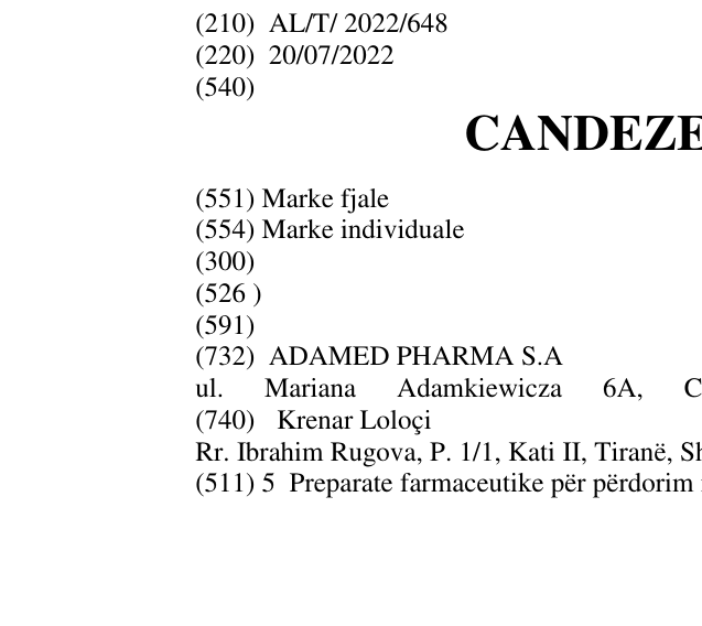 Zëri i markës CANDEZEK COMBI në buletin