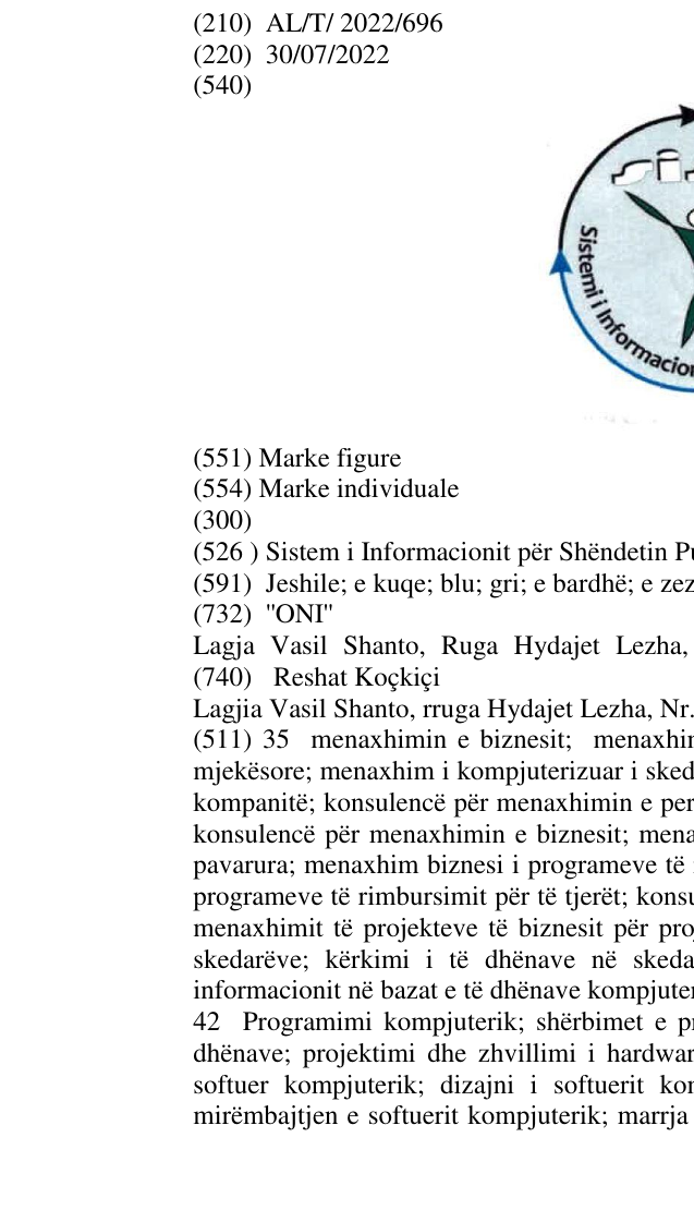 Zëri i markës Sistem i Informacionit për Shëndetin Publik në buletin