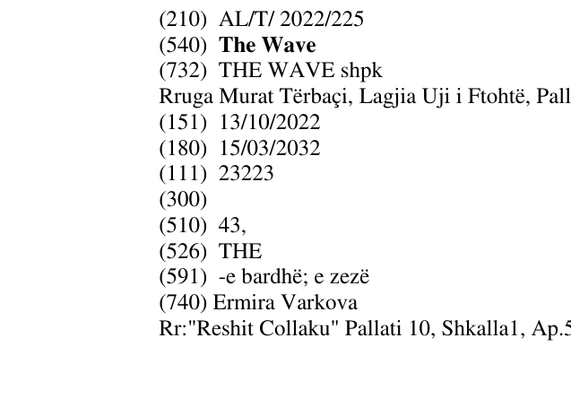 Zëri i markës The Wave në buletin