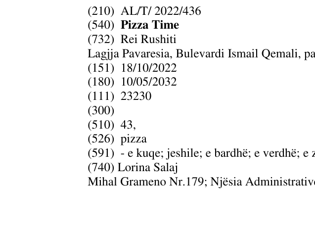 Zëri i markës Pizza Time në buletin