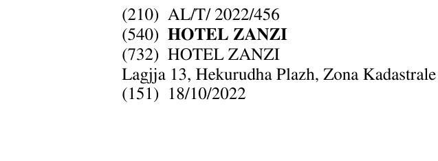 Zëri i markës HOTEL ZANZI në buletin
