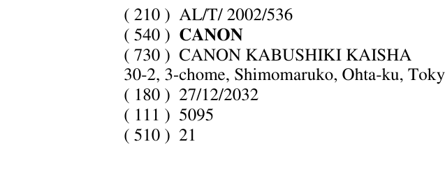 Zëri i markës CANON në buletin