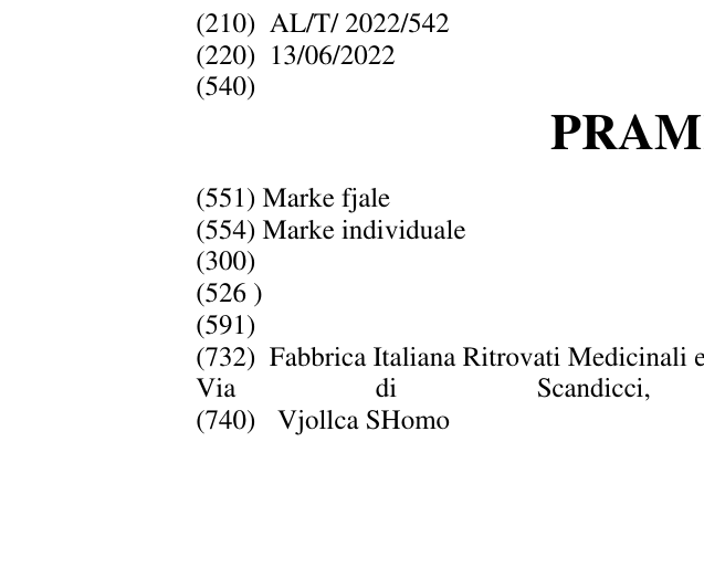 Zëri i markës PRAMISTAR në buletin