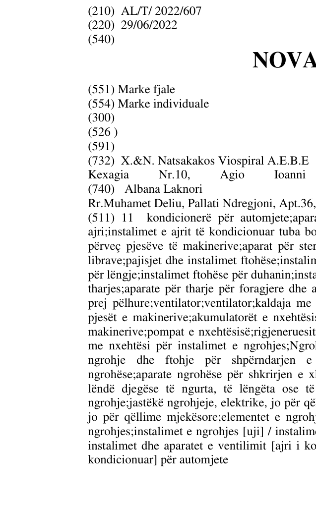 Zëri i markës NOVAFLEX në buletin
