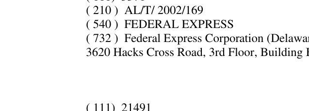 Zëri i markës FEDERAL EXPRESS në buletin
