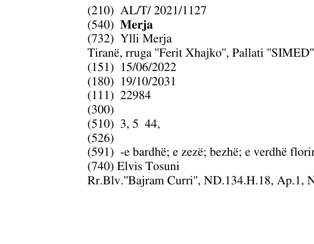 Zëri i markës Merja në buletin