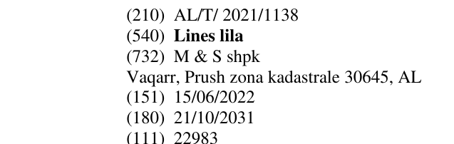 Zëri i markës Lines lila në buletin