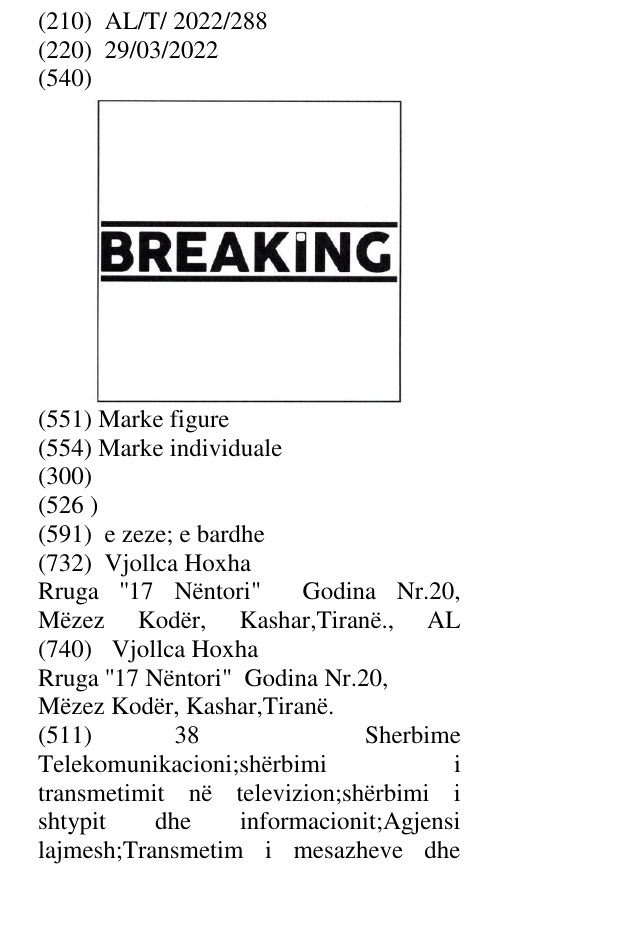 Zëri i markës BREAKING në buletin