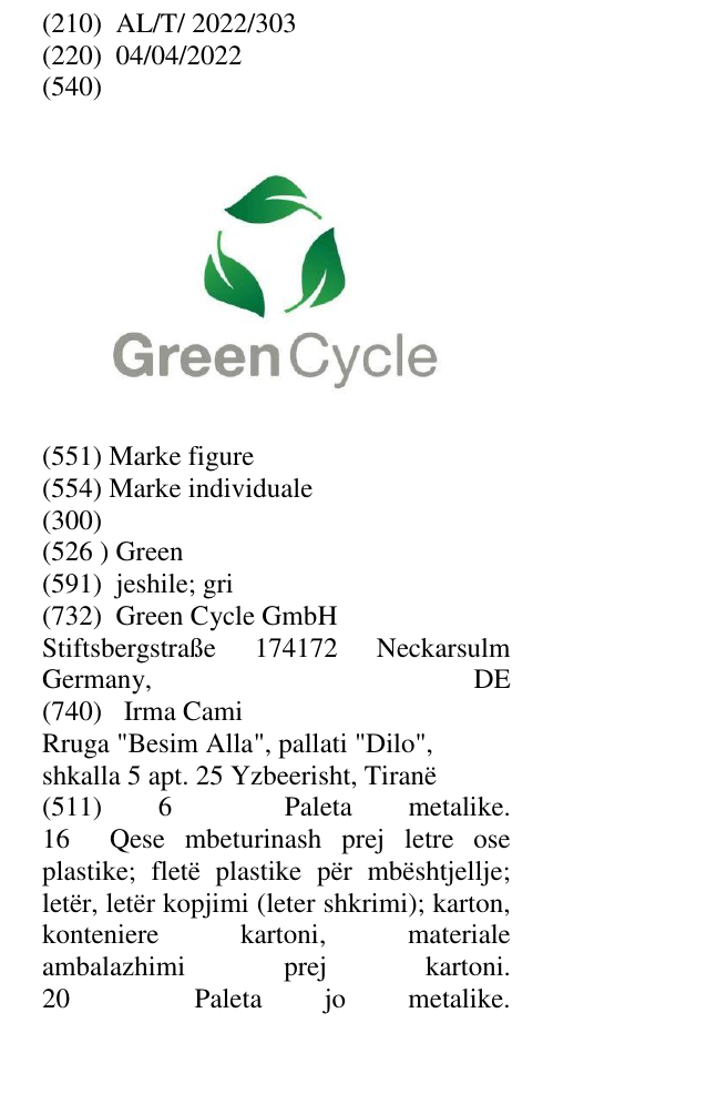 Zëri i markës Green në buletin