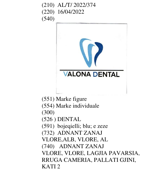 Zëri i markës DENTAL në buletin