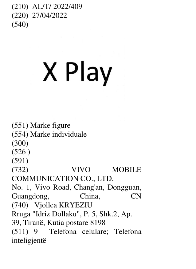 Zëri i markës X Play në buletin