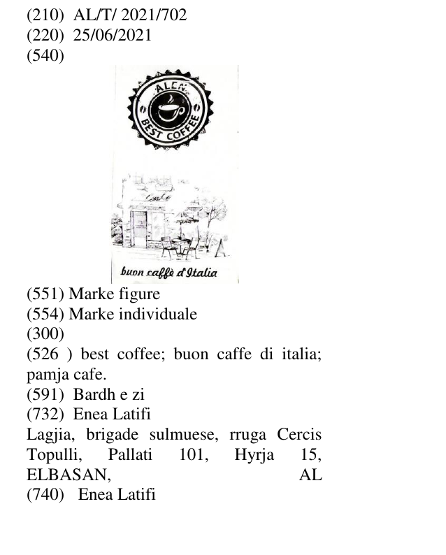Zëri i markës best coffee; buon caffe di italia; pamja cafe. në buletin