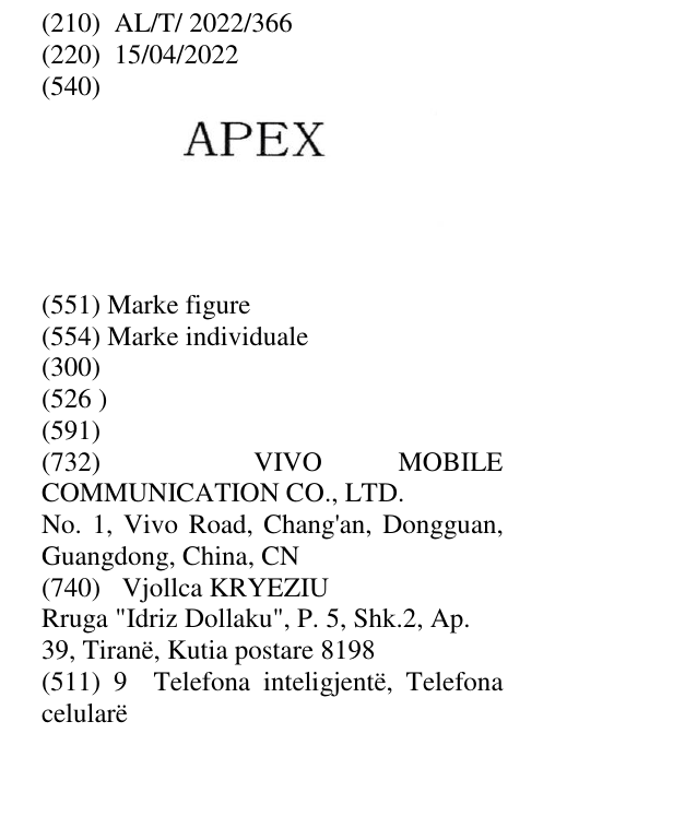 Zëri i markës APEX në buletin