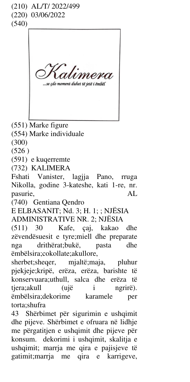 Zëri i markës KALIMERA ... se cdo moment duhet të jetë i ëmbël në buletin