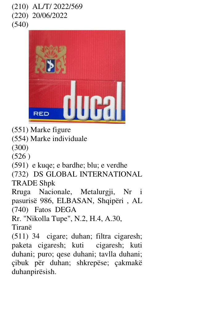 Zëri i markës DUCAL në buletin