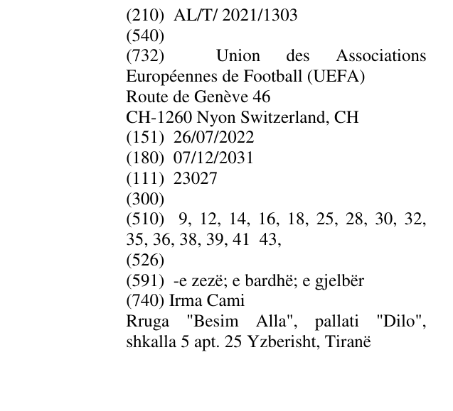 Zëri i markës AL/T/2021/1303 në buletin