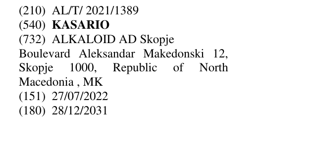 Zëri i markës KASARIO në buletin