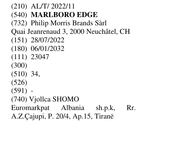 Zëri i markës MARLBORO EDGE në buletin