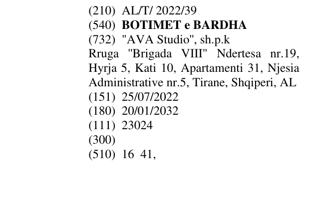 Zëri i markës BOTIMET e BARDHA në buletin