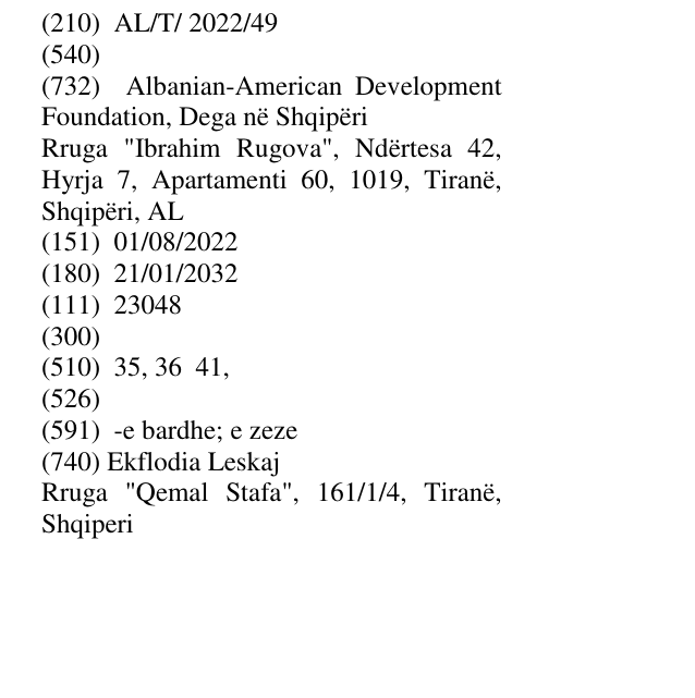 Zëri i markës AL/T/2022/49 në buletin