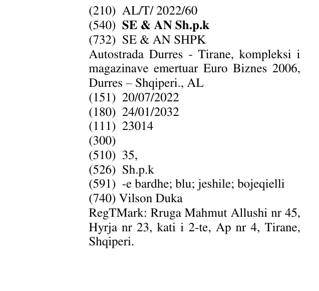 Zëri i markës SE & AN Sh.p.k në buletin