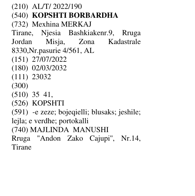 Zëri i markës KOPSHTI BORBARDHA në buletin