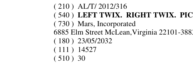 Zëri i markës LEFT TWIX. RIGHT TWIX. PICK A SIDE. në buletin