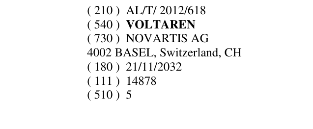 Zëri i markës VOLTAREN në buletin