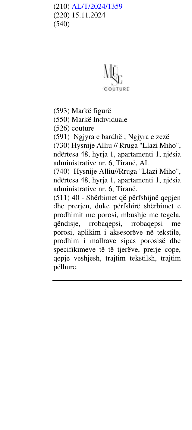 Zëri i markës couture në buletin