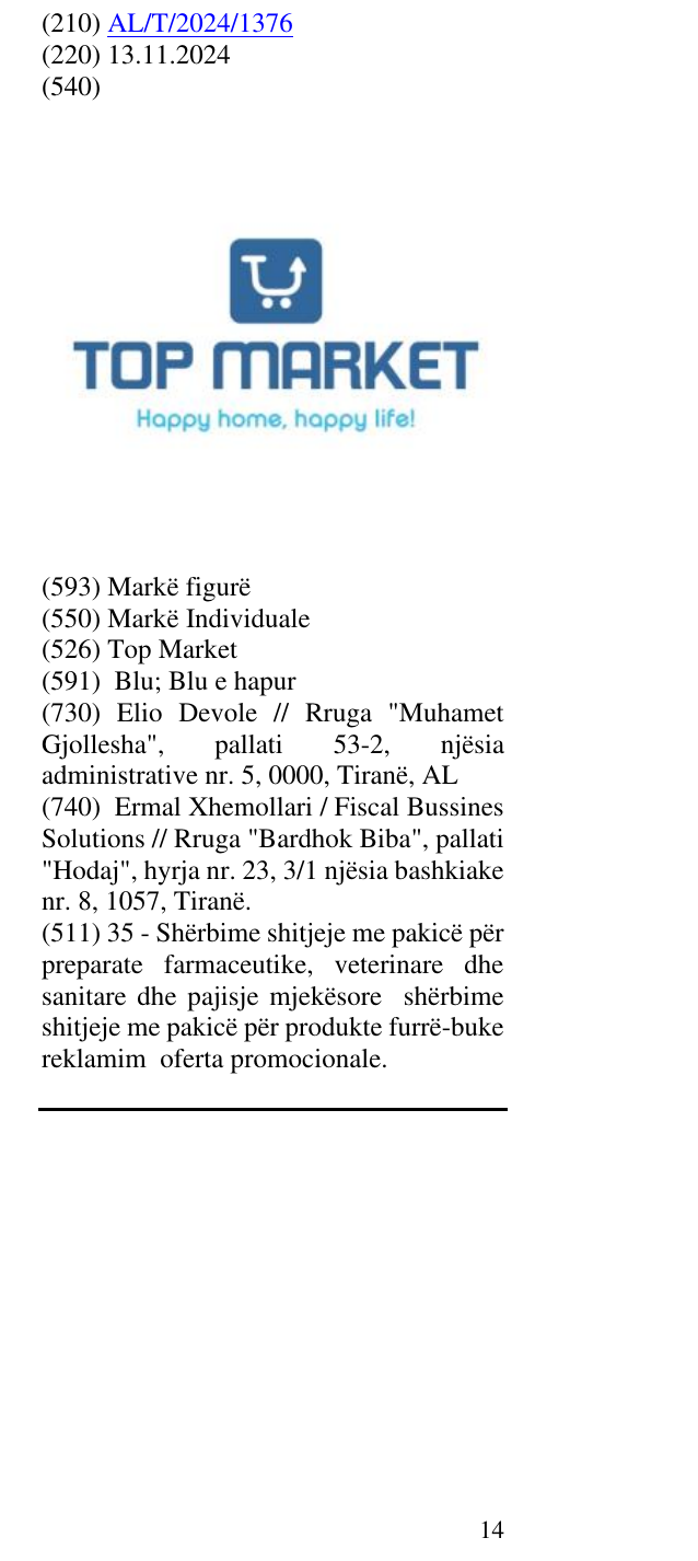 Zëri i markës Top Market në buletin