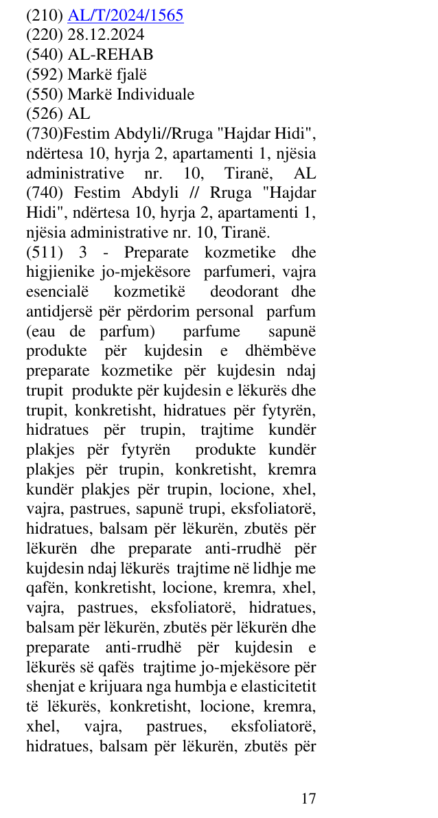 Zëri i markës AL-REHAB në buletin