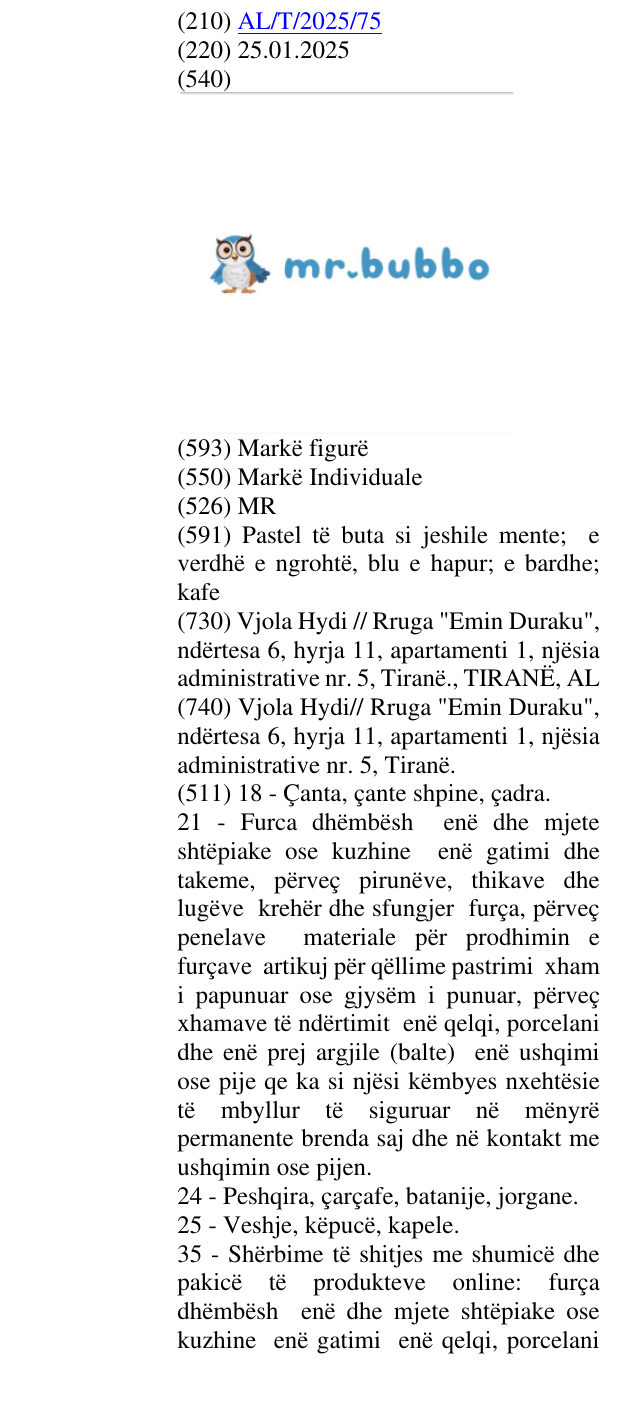 Zëri i markës MR në buletin