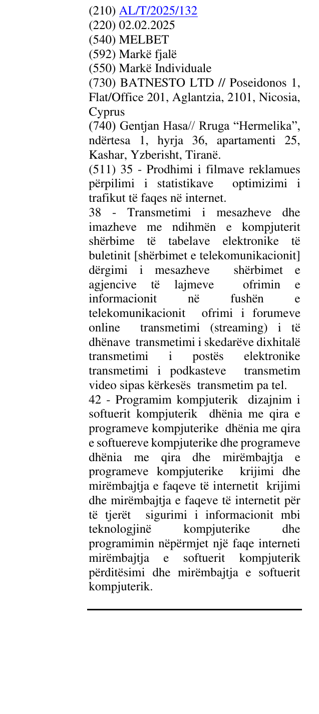 Zëri i markës MELBET në buletin
