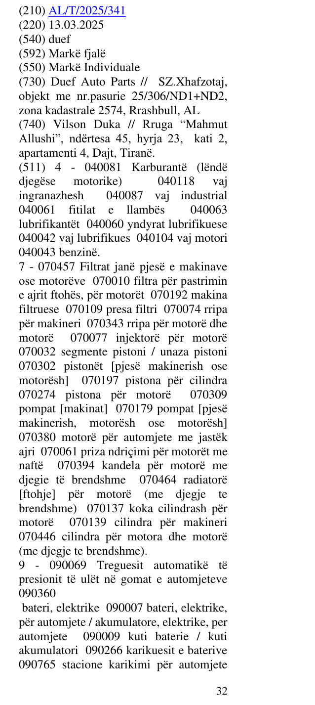 Zëri i markës duef në buletin