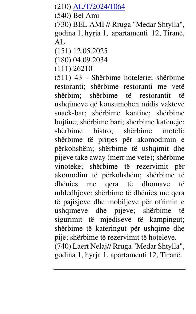 Zëri i markës Bel Ami në buletin