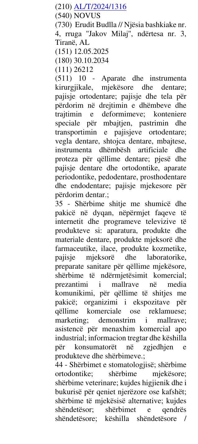 Zëri i markës NOVUS në buletin