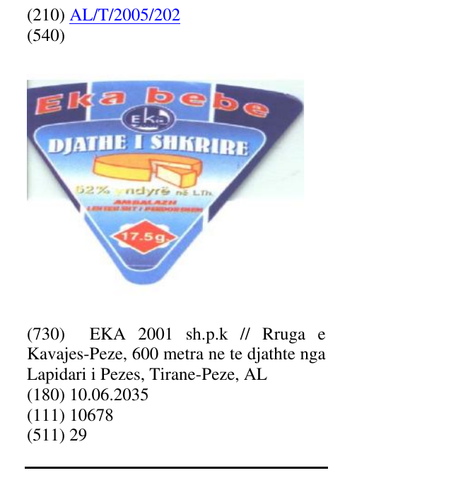Zëri i markës EKA BEBE në buletin