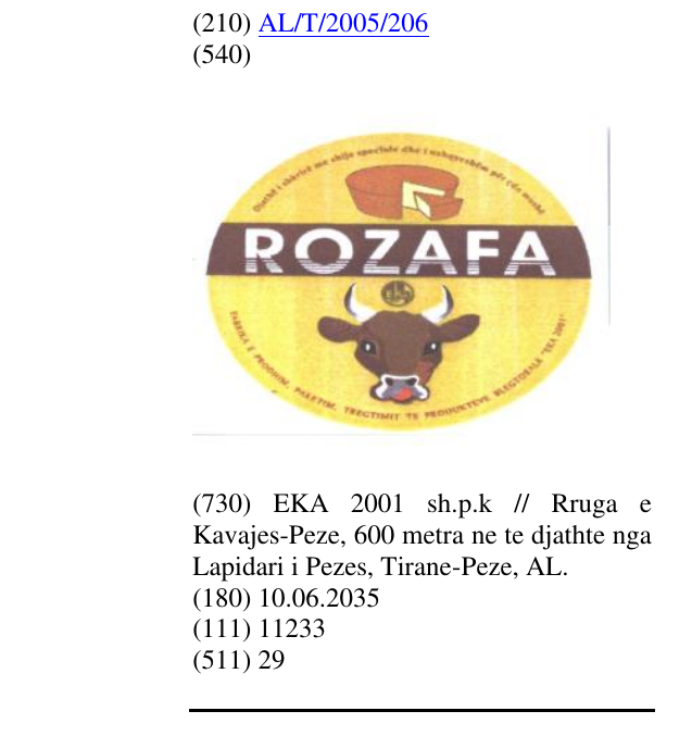 Zëri i markës EKA ROZAFA në buletin