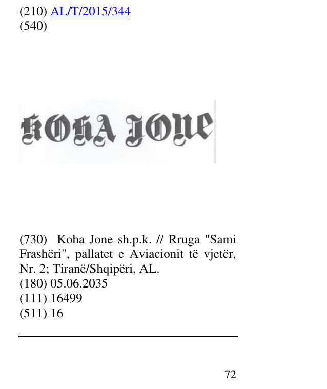 Zëri i markës KOHA JONE në buletin