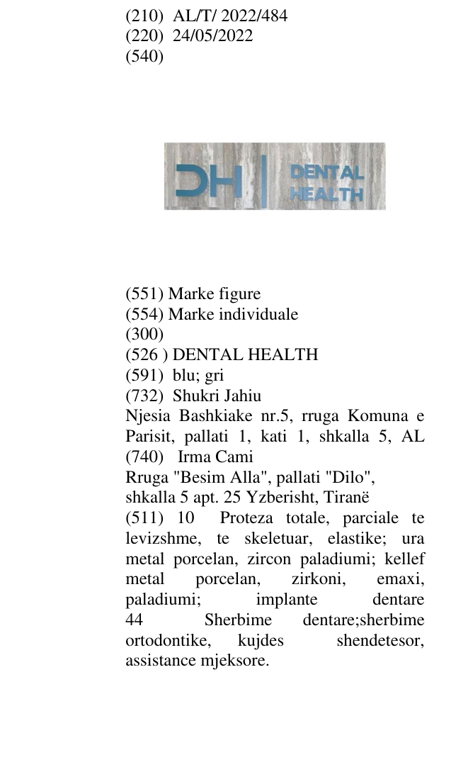 Zëri i markës DENTAL HEALTH në buletin