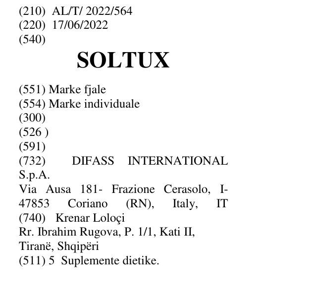 Zëri i markës SOLTUX në buletin